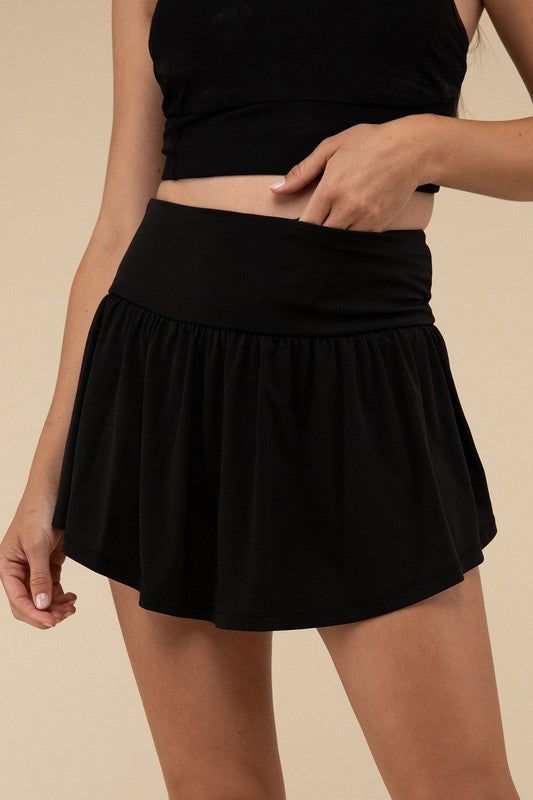 ZENANA Wide Band Tennis Skirt with Zippered Back Pocket us.meeeshop - 