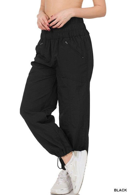 ZENANA | Windbreaker Smocked High Waistband Jogger Pants us.meeeshop - Pants