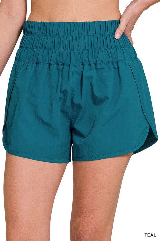 ZENANA Windbreaker Smocked Waistband Running Shorts us.meeeshop - 