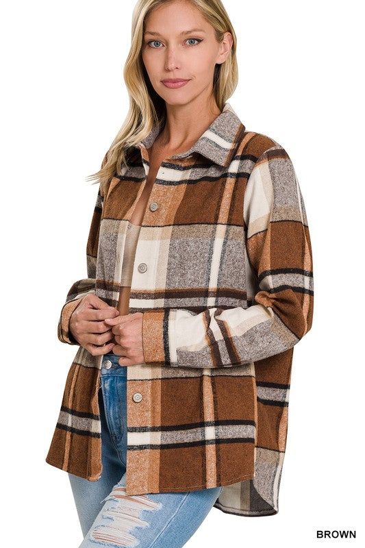 ZENANA | Yarn Dyed Plaid Shacket us.meeeshop - Coats & Jackets