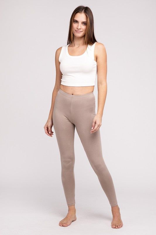 ZENANA Premium Cotton Full-Length Leggings - us.meeeshop