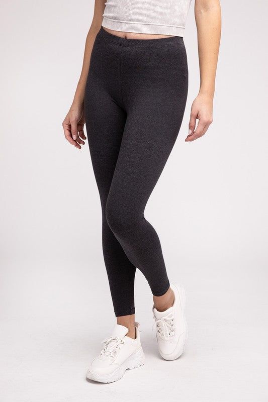 ZENANA Premium Cotton Full-Length Leggings - us.meeeshop