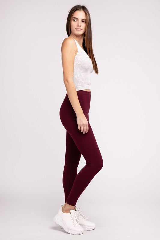 ZENANA Premium Cotton Full-Length Leggings - us.meeeshop