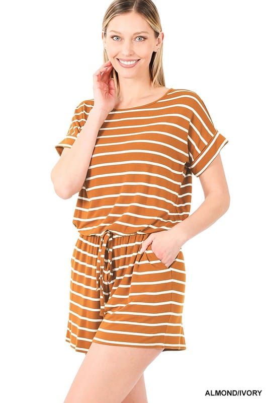 ZENANA | Stripe Romper With Pockets - us.meeeshop