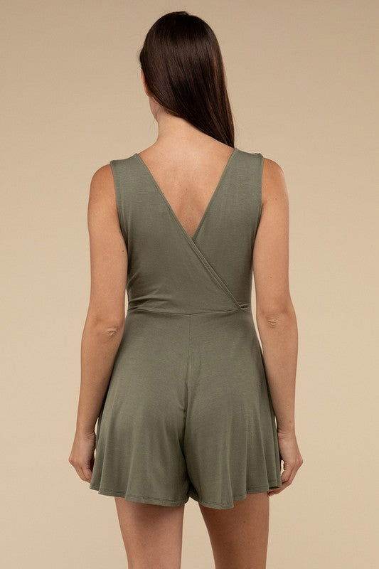 ZENANA Surplice Neckline Sleeveless Romper - us.meeeshop