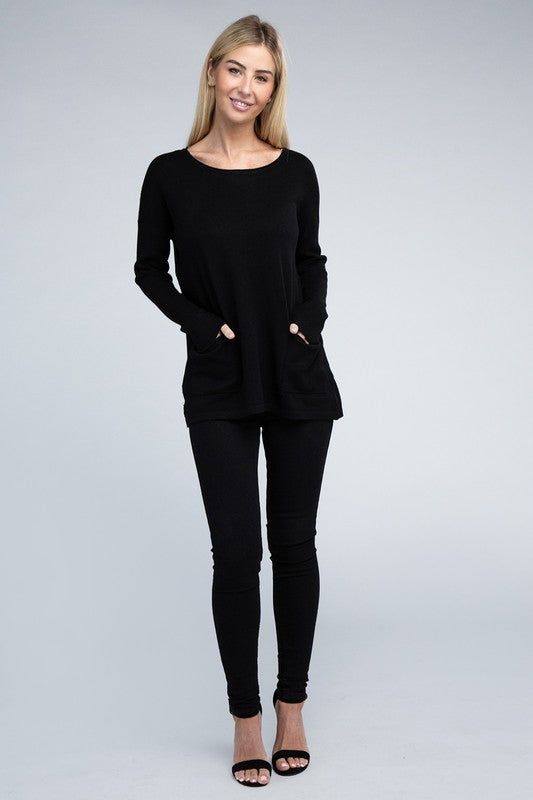 ZENANA | Viscose Front Pockets Sweater - us.meeeshop