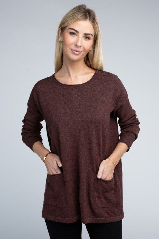 ZENANA | Viscose Front Pockets Sweater - us.meeeshop