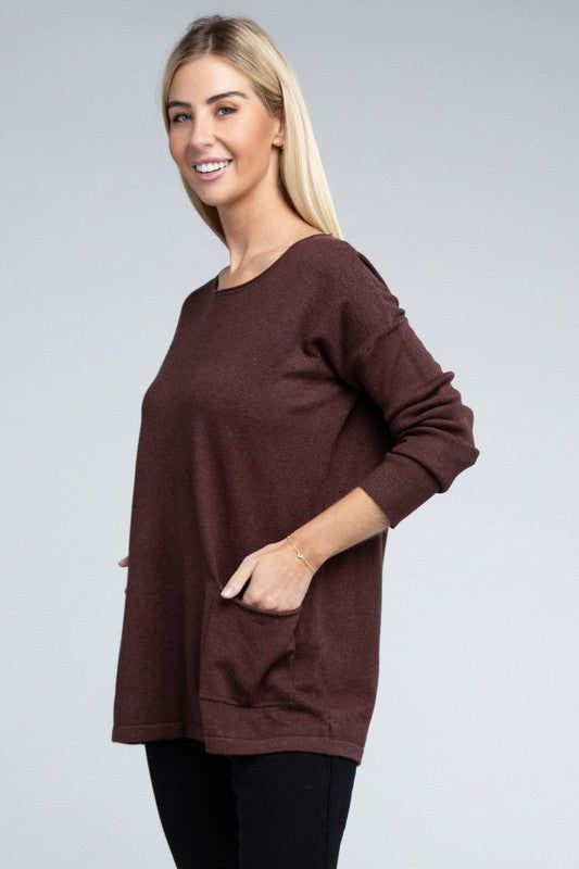 ZENANA | Viscose Front Pockets Sweater - us.meeeshop