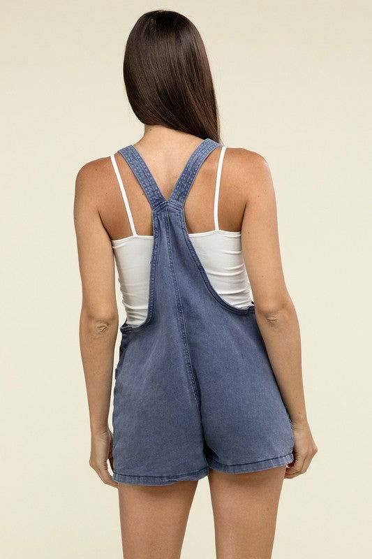 ZENANA Washed Knot Strap Romper - us.meeeshop