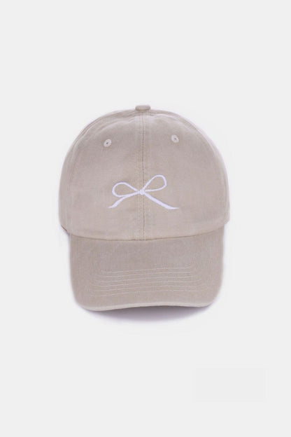 Zenana Bow Embroidered Washed Cotton Caps us.meeeshop - Hats