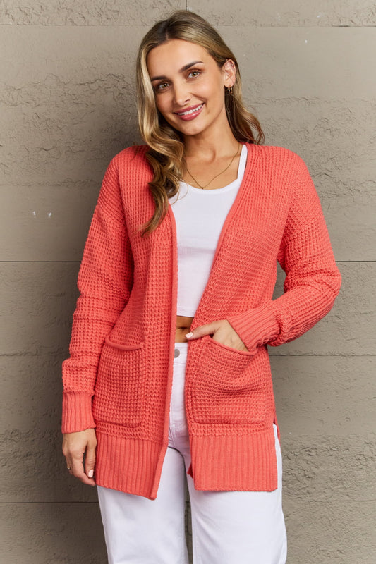 Zenana | Bright & Cozy Full Size Waffle Knit Cardigan | us.meeeshop