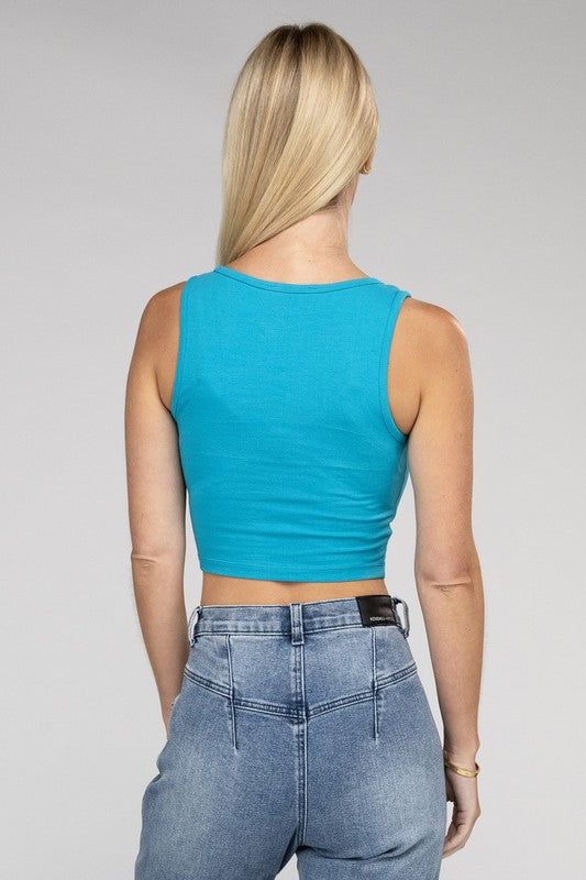 Zenana Cotton Square Neck Cropped Cami Top us.meeeshop - 