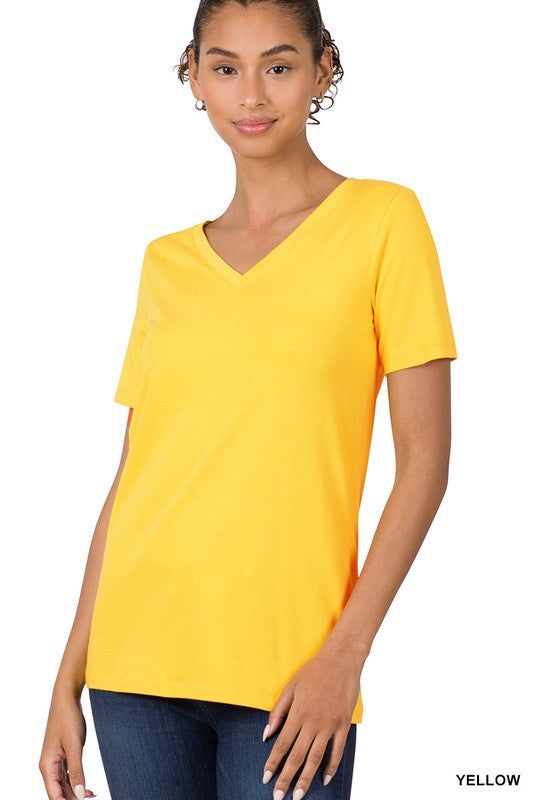 Zenana | Cotton V Neck Short Sleeve T Shirts us.meeeshop - 