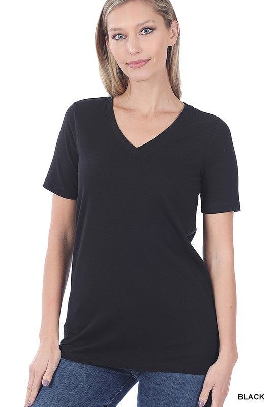 Zenana | Cotton V Neck Short Sleeve T Shirts us.meeeshop - 