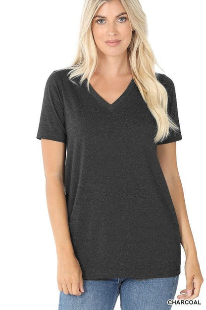 Zenana | Cotton V Neck Short Sleeve T Shirts us.meeeshop - 