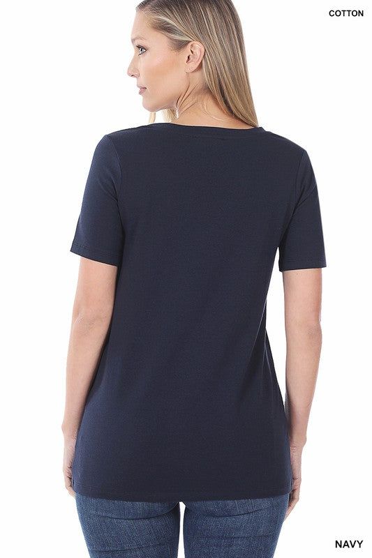 Zenana | Cotton V Neck Short Sleeve T Shirts us.meeeshop - 