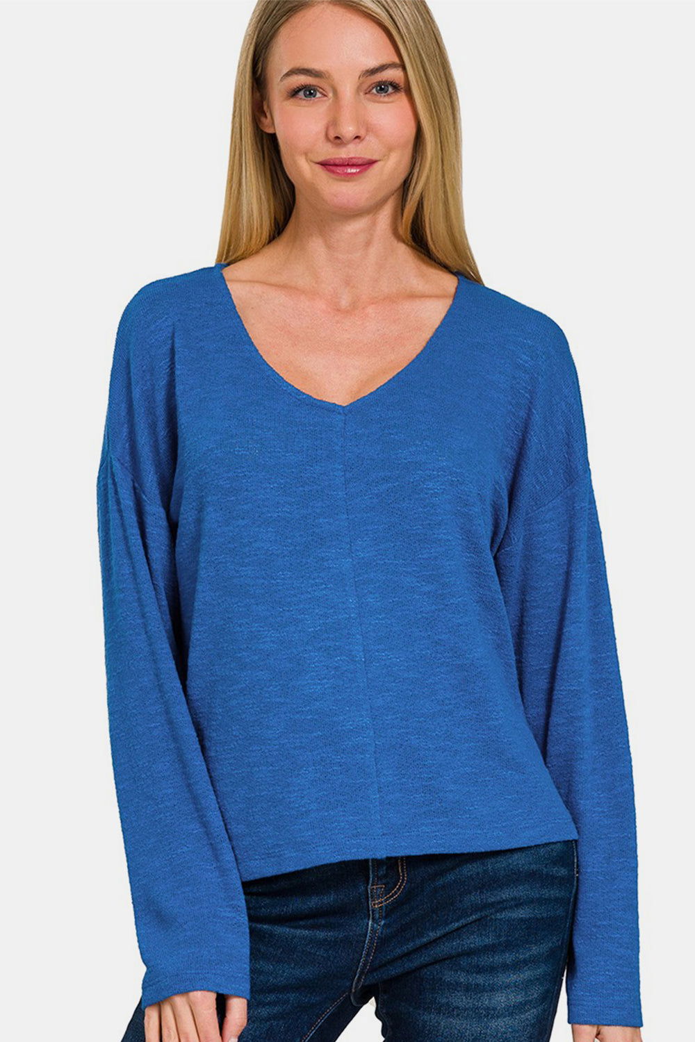 Zenana Dropped Shoulder Long Sleeve T-Shirt us.meeeshop - Shirts & Tops