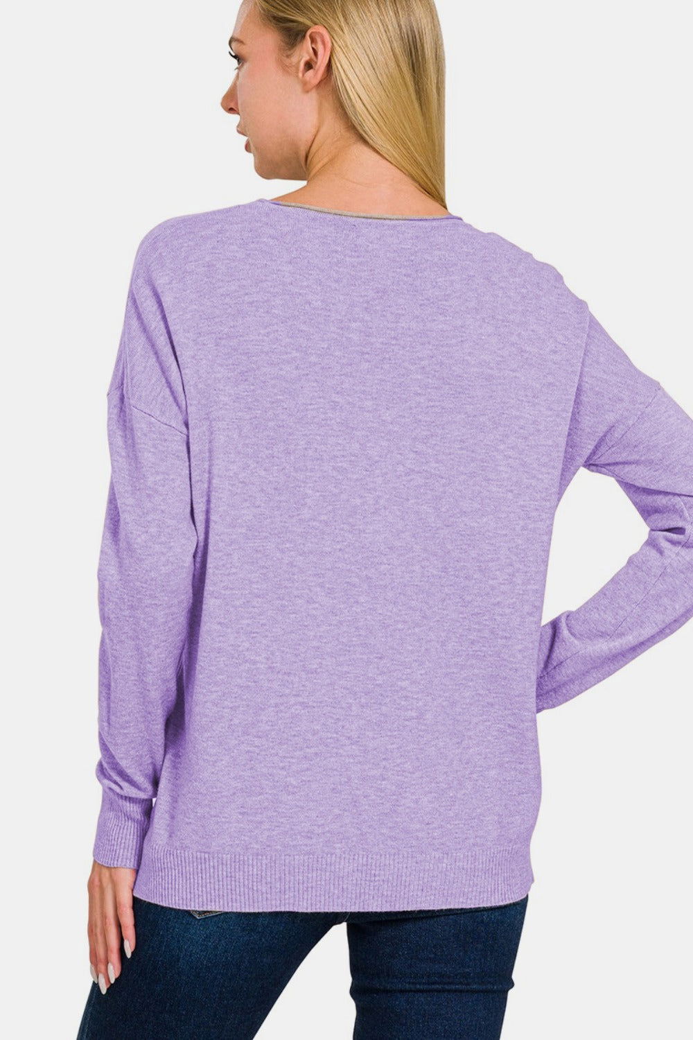 Zenana Front Seam Round Neck Sweater us.meeeshop - 