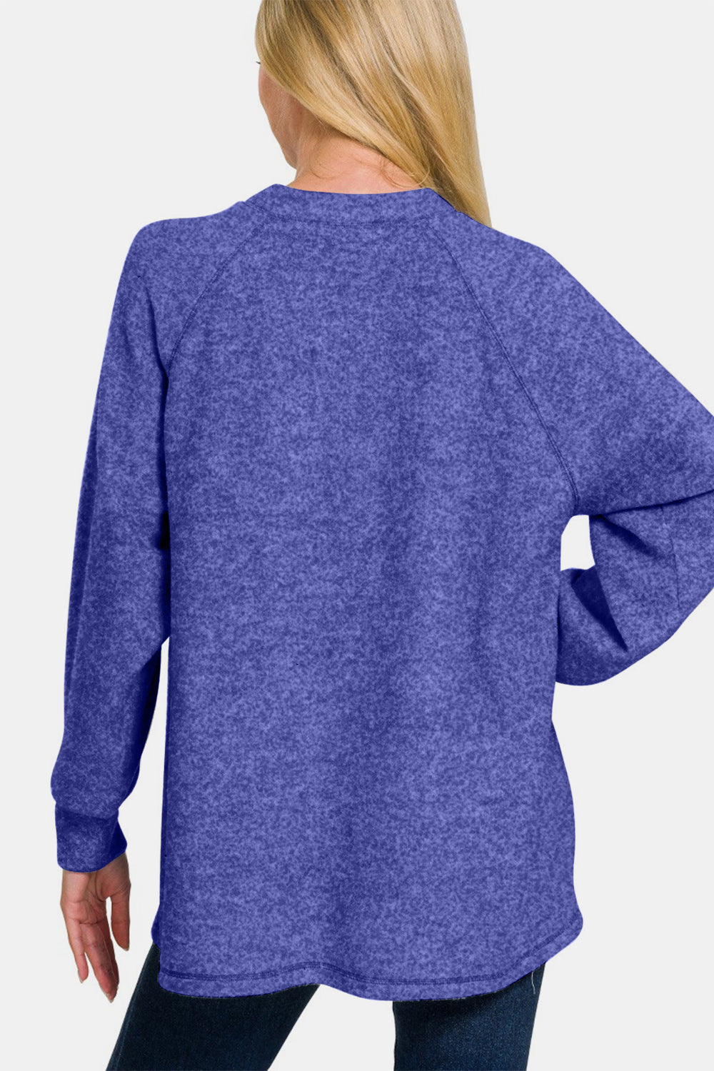 Zenana Full Size Brushed Melange Hacci High-Low Sweater us.meeeshop - 