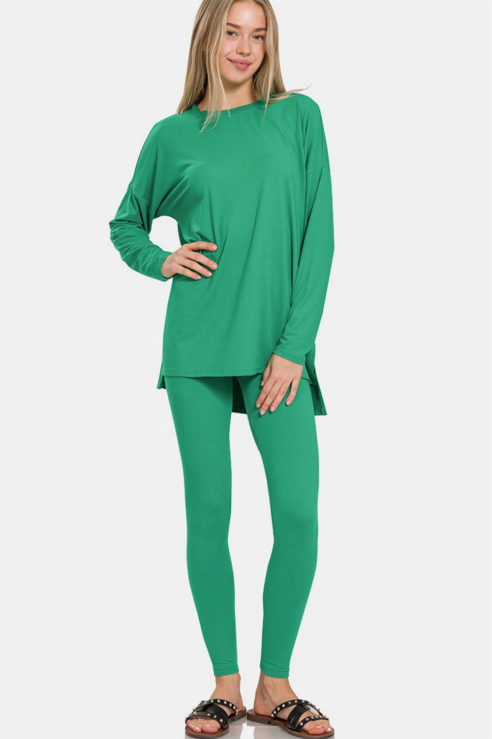 Zenana Full Size Brushed Microfiber Top and Leggings Lounge Set us.meeeshop - Loungewear