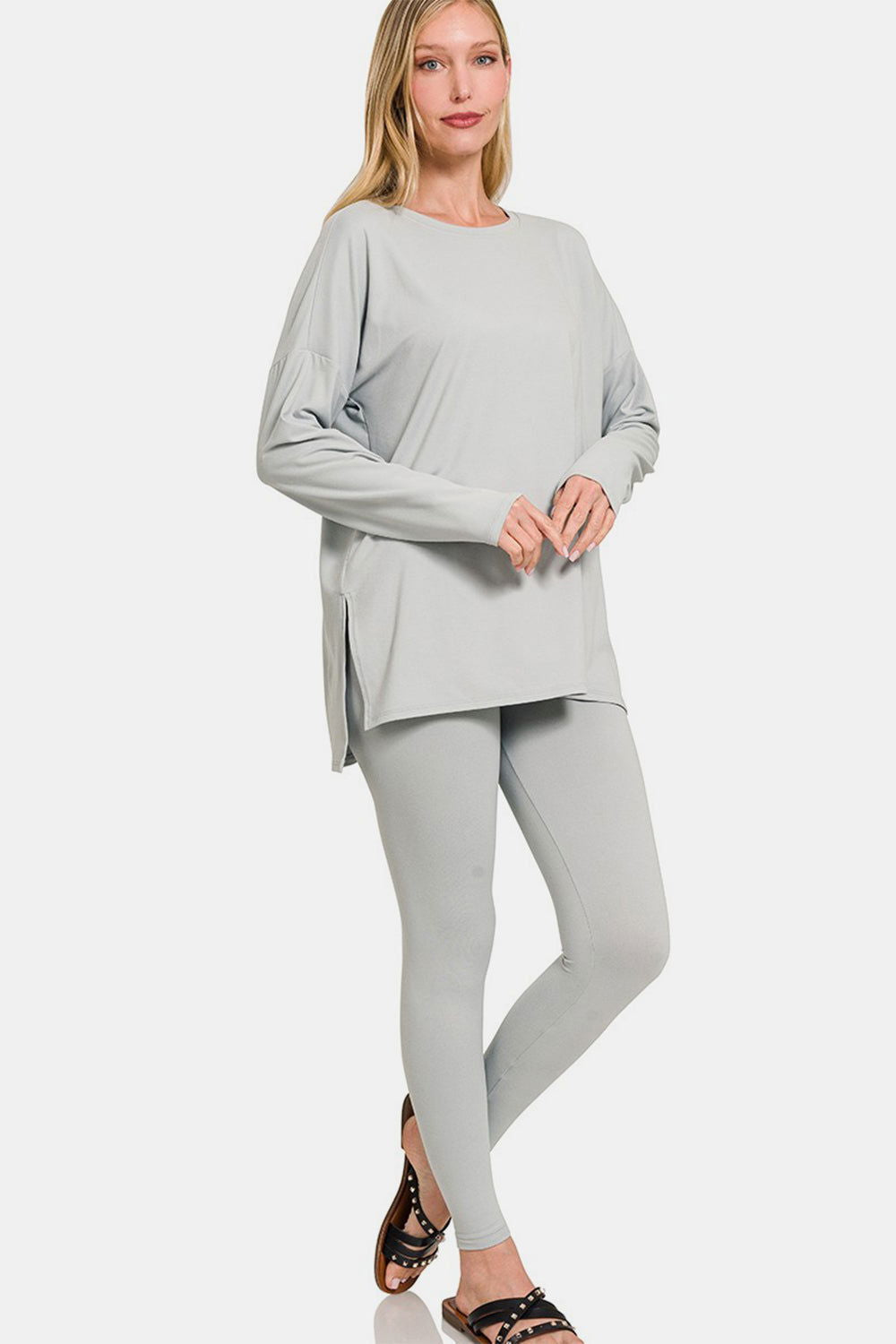 Zenana Full Size Brushed Microfiber Top and Leggings Lounge Set us.meeeshop - Loungewear