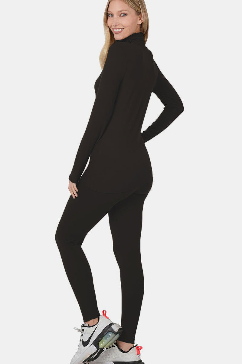 Zenana Full Size Turtleneck Top and Leggings Lounge Set us.meeeshop - 