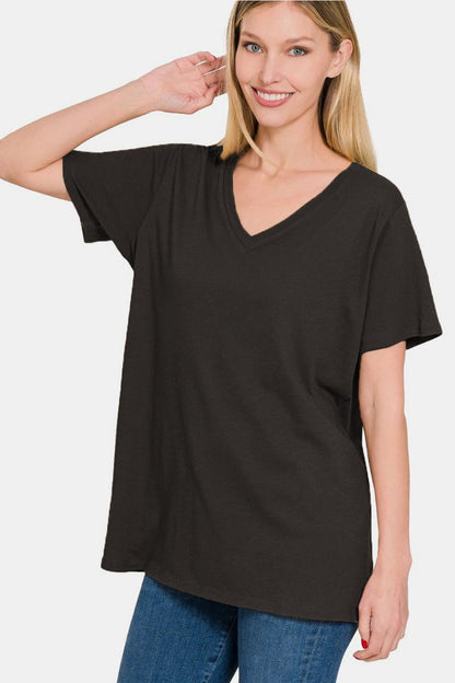 Zenana Full Size V-Neck Short Sleeve T-Shirt us.meeeshop - 