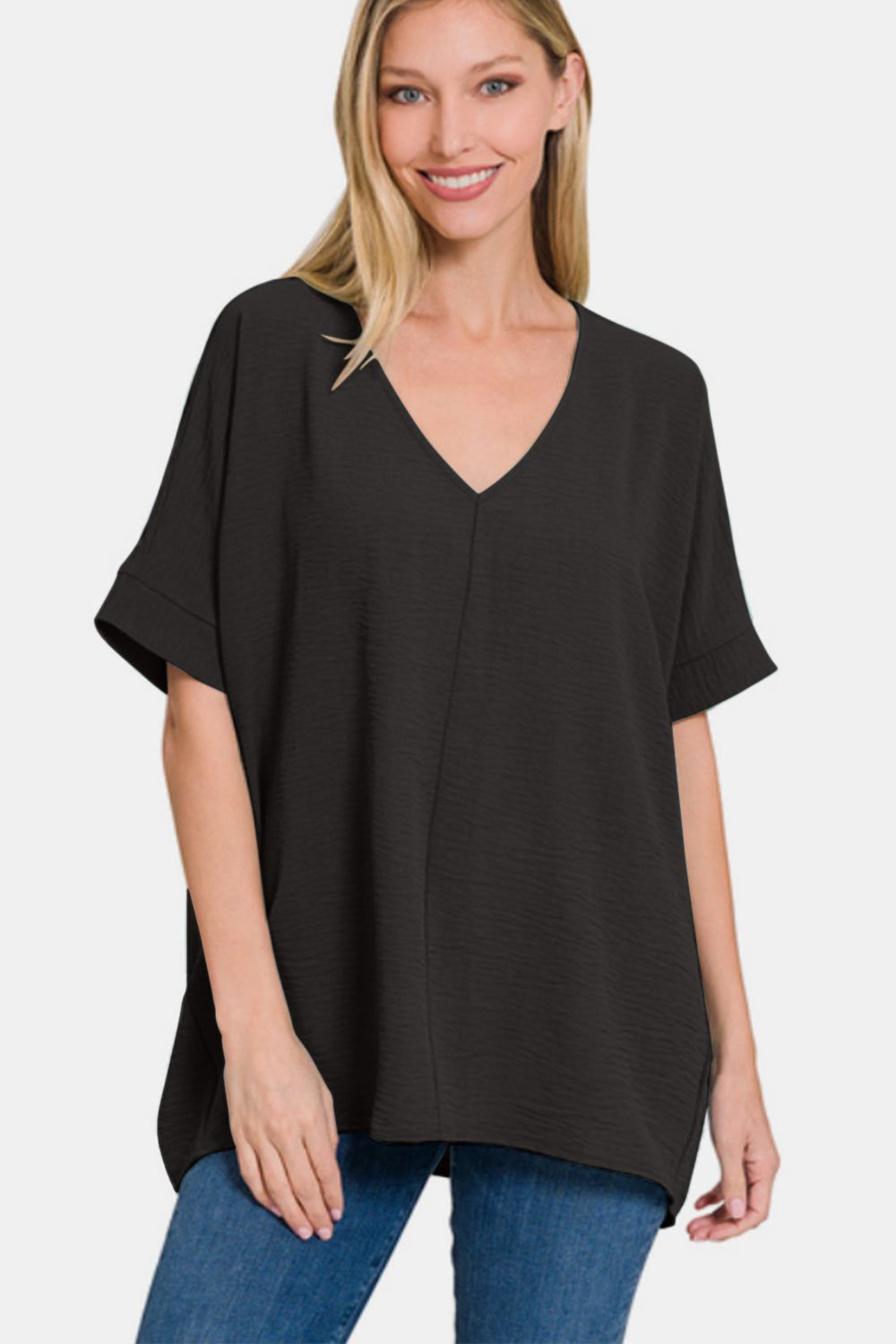 Zenana Full Size V-Neck Short Sleeve Top us.meeeshop - 