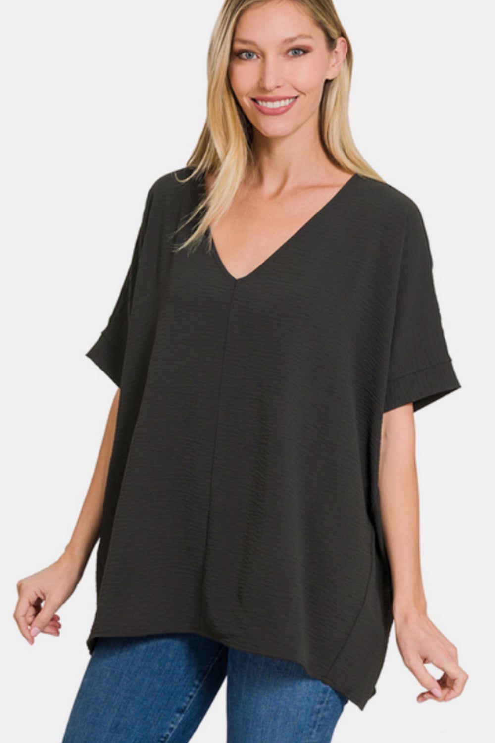 Zenana Full Size V-Neck Short Sleeve Top us.meeeshop - Shirts & Tops