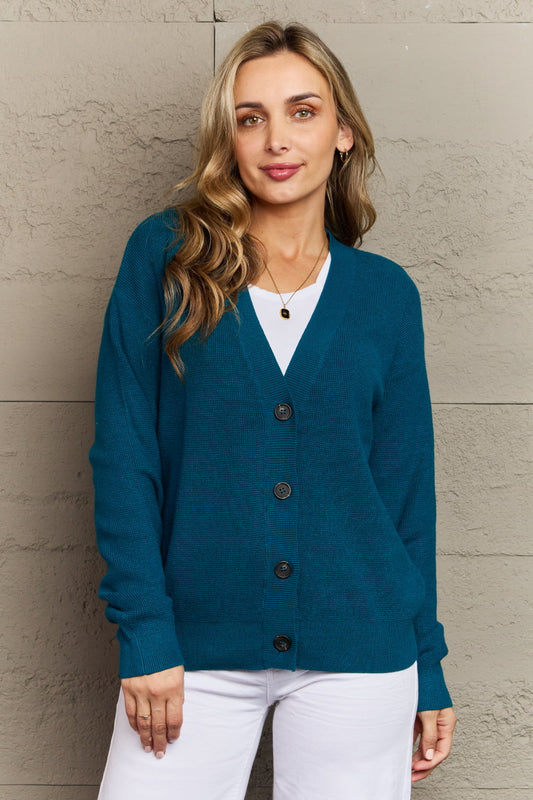 Zenana | Kiss Me Tonight Full Size Button Down Cardigan in Teal | us.meeeshop