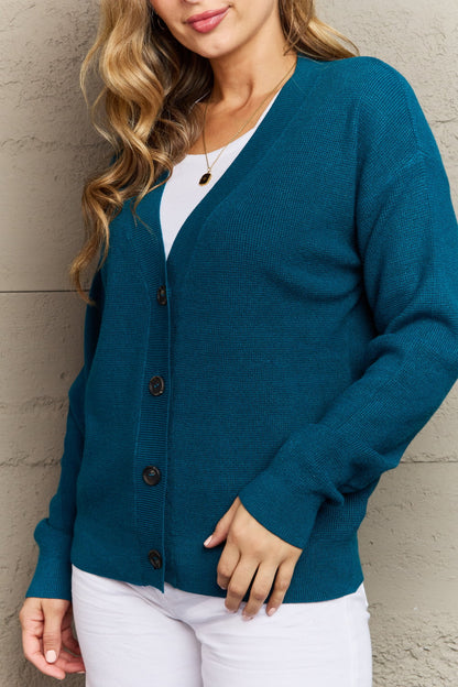 Zenana | Kiss Me Tonight Full Size Button Down Cardigan in Teal | us.meeeshop