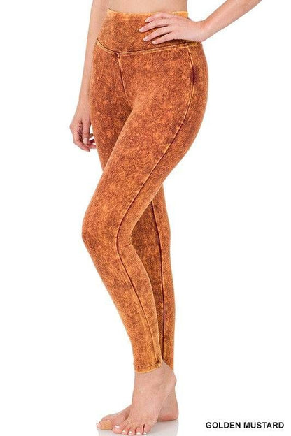 Zenana Mineral Washed Wide Waistband Yoga Leggings us.meeeshop - 