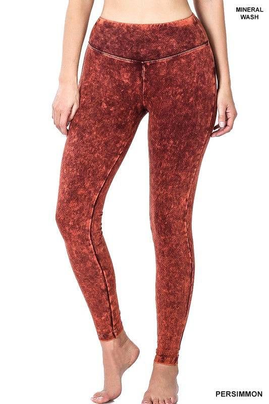 Zenana Mineral Washed Wide Waistband Yoga Leggings us.meeeshop - 