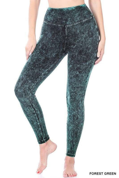 Zenana Mineral Washed Wide Waistband Yoga Leggings us.meeeshop - 