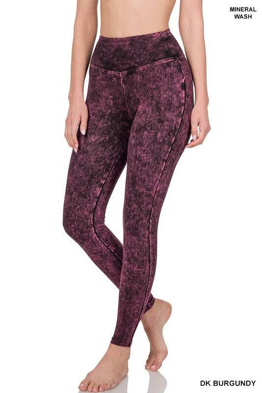 Zenana Mineral Washed Wide Waistband Yoga Leggings us.meeeshop - 