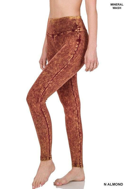 Zenana Mineral Washed Wide Waistband Yoga Leggings us.meeeshop - 