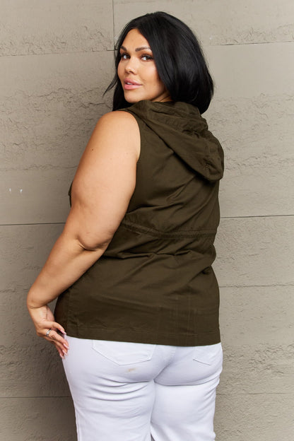Zenana | More To Come Full Size Military Hooded Vest | us.meeeshop
