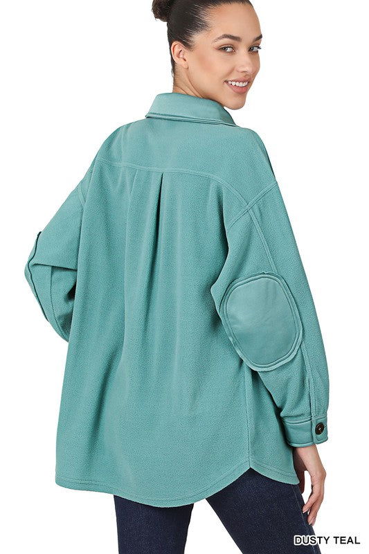 Zenana Oversized Basic Fleece Shacket us.meeeshop - 