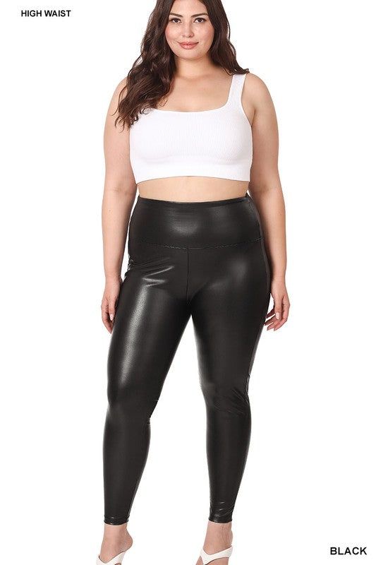 Zenana Plus High Rise Faux Leather Leggings us.meeeshop - 