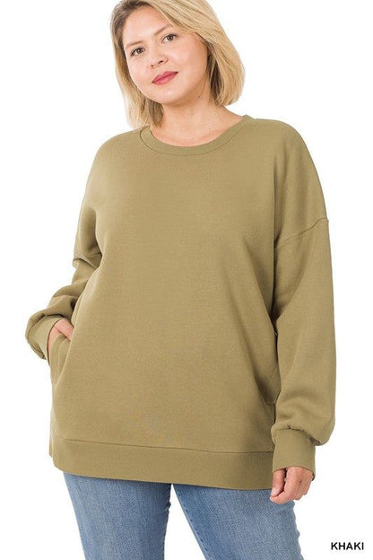 Zenana Plus Long Sleeve Round Neck Sweatshirt us.meeeshop - 