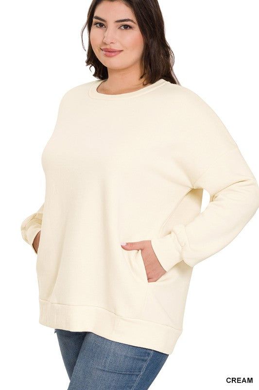 Zenana Plus Long Sleeve Round Neck Sweatshirt us.meeeshop - 