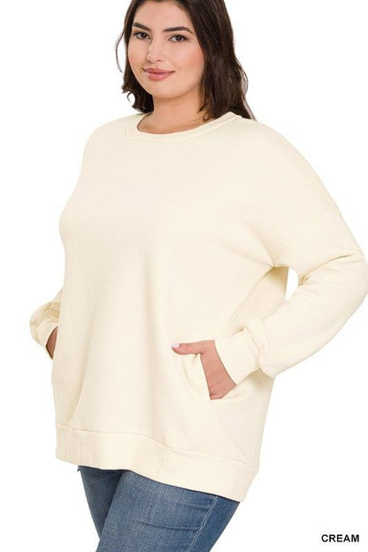 Zenana Plus Long Sleeve Round Neck Sweatshirt us.meeeshop - 