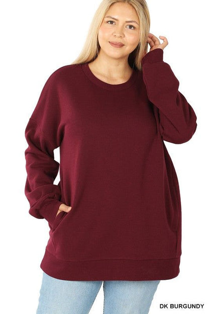 Zenana Plus Long Sleeve Round Neck Sweatshirt us.meeeshop - 