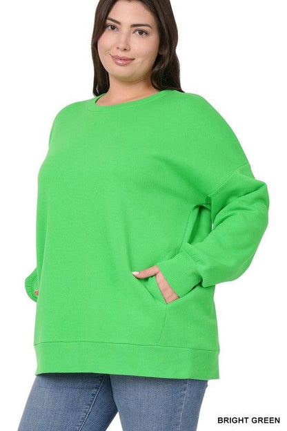 Zenana Plus Long Sleeve Round Neck Sweatshirt us.meeeshop - 