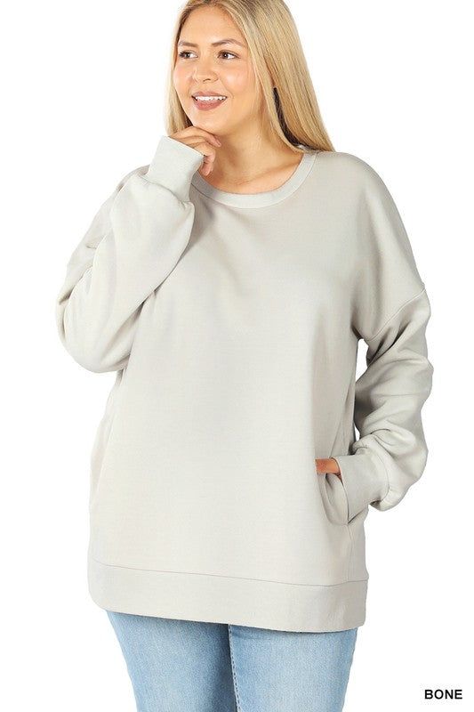 Zenana Plus Long Sleeve Round Neck Sweatshirt us.meeeshop - 