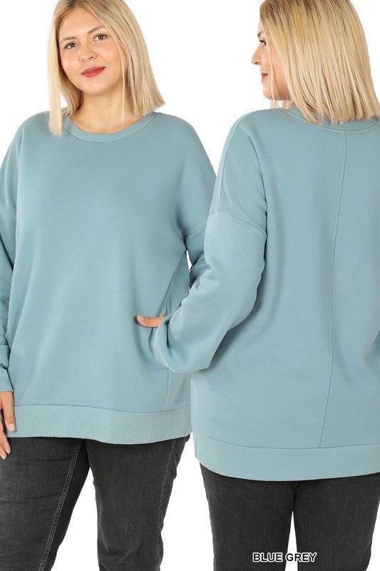 Zenana Plus Long Sleeve Round Neck Sweatshirt us.meeeshop - 