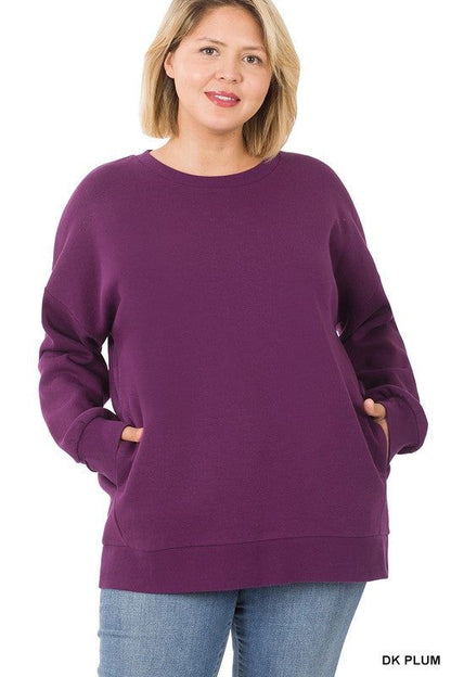 Zenana Plus Long Sleeve Round Neck Sweatshirt us.meeeshop - 