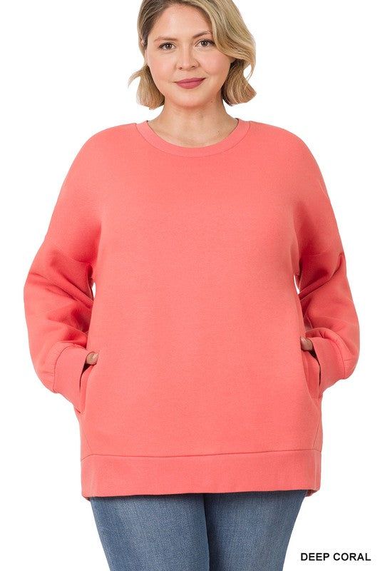 Zenana Plus Long Sleeve Round Neck Sweatshirt us.meeeshop - 