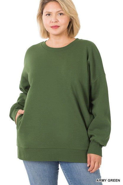 Zenana Plus Long Sleeve Round Neck Sweatshirt us.meeeshop - 