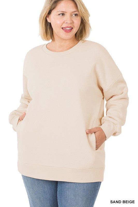 Zenana Plus Long Sleeve Round Neck Sweatshirt us.meeeshop - 